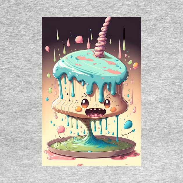 Cake Caricature - January 1st - Yearlong Psychedelic Cute Cakes Collection - Birthday Party - Delicious Dripping Paint, Bright Colors, and Big Adorable Smiles by JensenArtCo